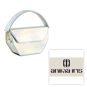 NWT $595 Anima Iris LEATHER Iridescent Handbag Clutch Bag HOLOGRAPHIC ZOE Purse